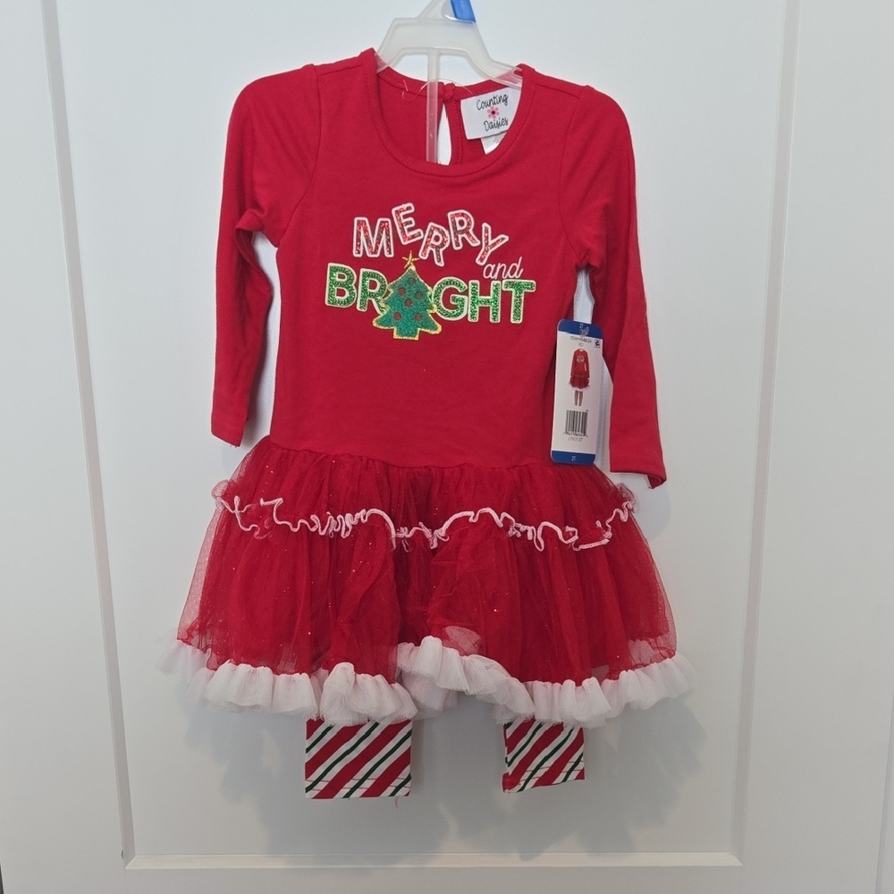 Festive Red and Green Seasonal Dress And Tights